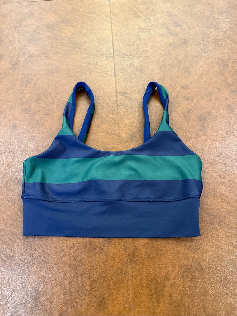 Beach Riot Women's Navy & Teal Striped Sports Bra Size Medium
